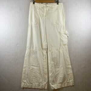 Hei Hei Womens Cotton Convertible Wide Leg Pants Sz 2 White Y2K Beachy Boho New